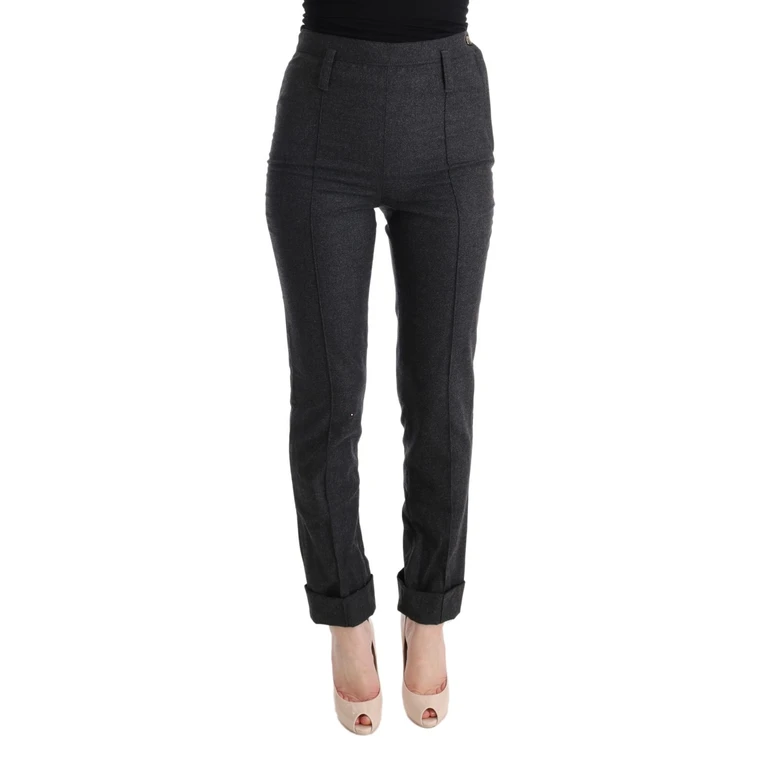Gray Virgin Wool Skinny Casual Pants - Women