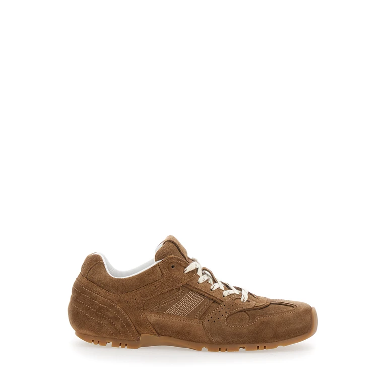 Alohas Sneaker Tb.56 Low Top with Logo Lettering on the Tongue and Perforated Details in Brown Suede for Women Cow Leather - Women