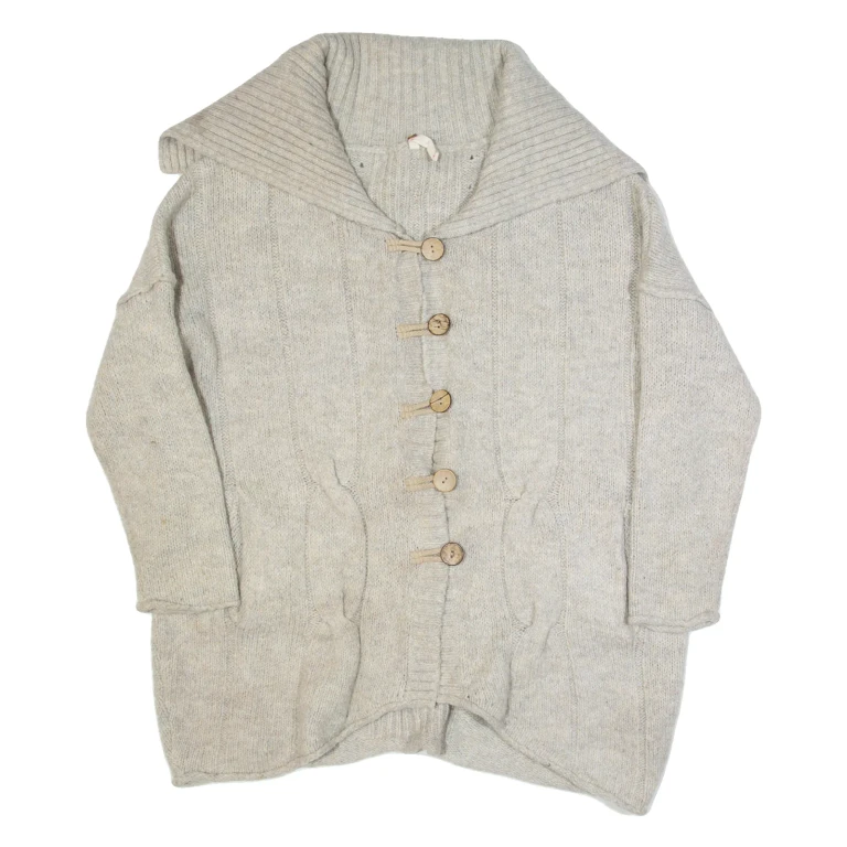 WHITE STUFF Womens Cardigan Beige Chunky Knit Wool S