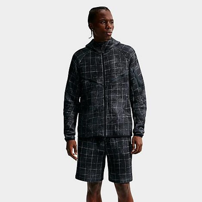 Men's Tech Windrunner Fleece Grid Full-Zip Jacket in Iron Grey/Black Size: XS