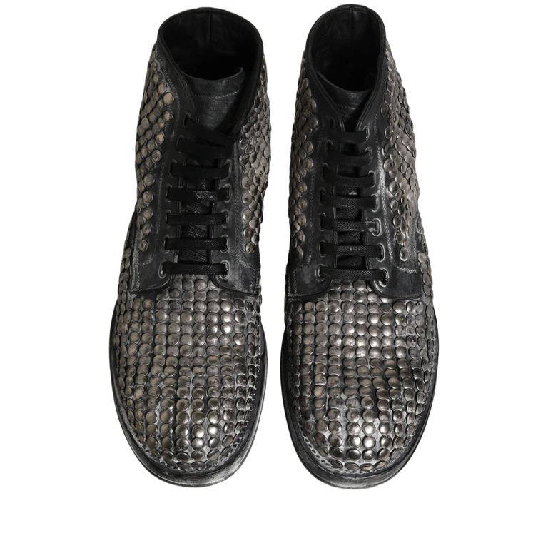 Dolce & Gabbana Black Leather Runway Studs Ankle Boots Shoes - Men