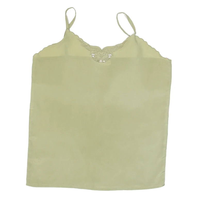 Womens Camisole Top Green V-Neck Sleeveless L