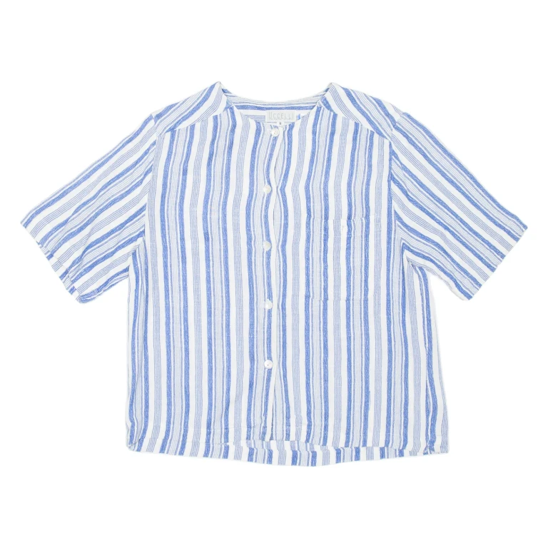 UCCELLI Womens Shirt Blue Striped S