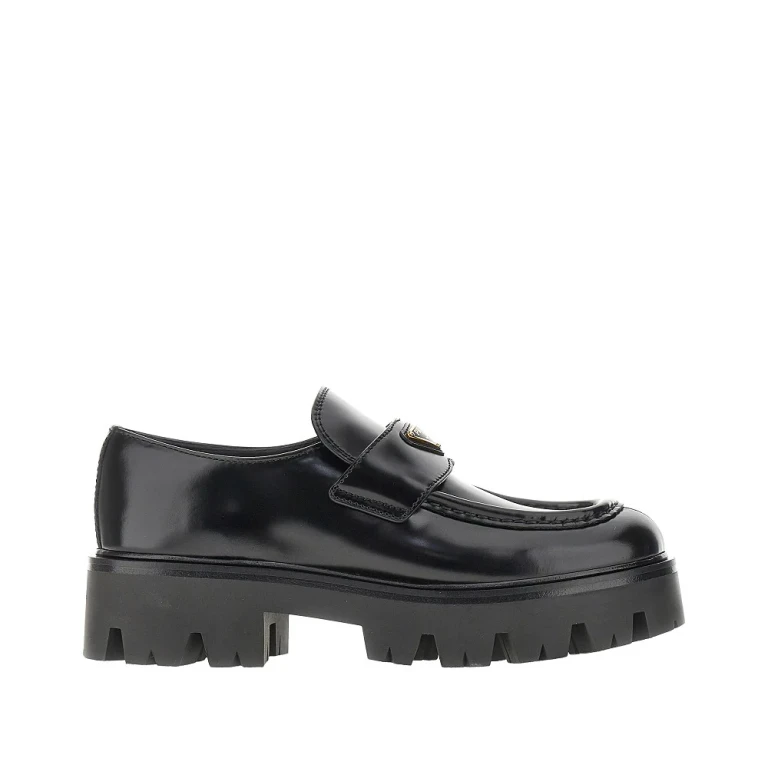 Leather loafers with lug sole Woman 36