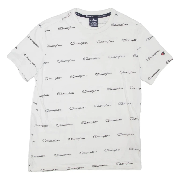 CHAMPION Mens T-Shirt White Crew Neck S