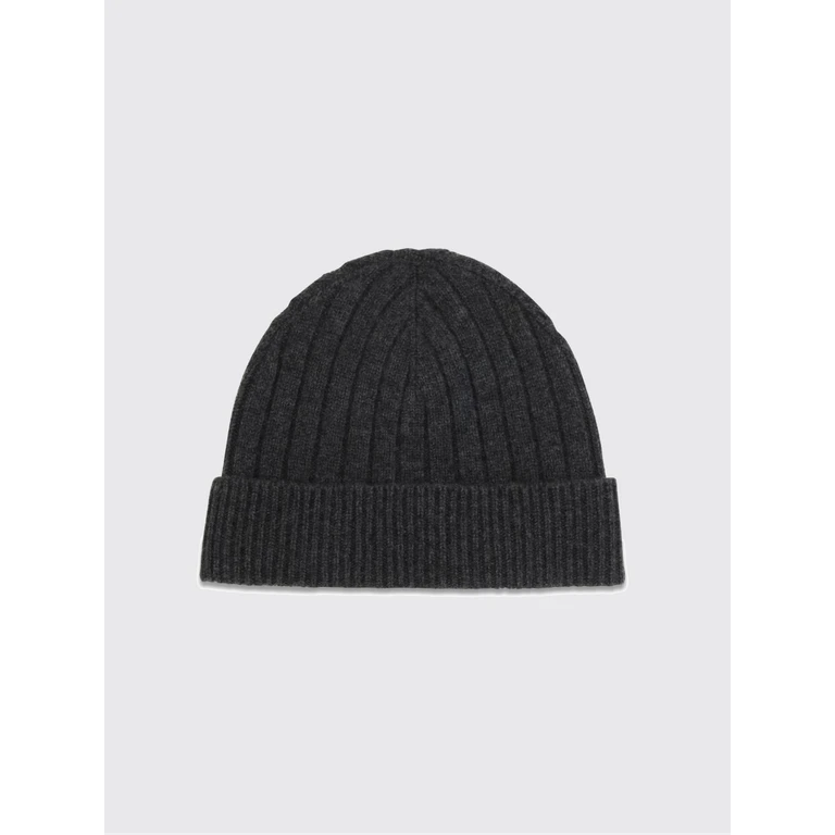 Ribbed Merino Wool Beanie with Jacquard Logo and Cuff (UCPL003K0235L03GRIGIOSCUR)