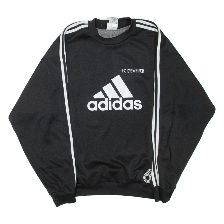 ADIDAS FC Develier Mens Sweatshirt Black Crew Neck L