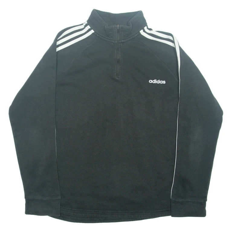 ADIDAS Womens Sweatshirt Black 1/4 Zip L