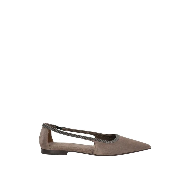 Brunello Cucinelli Gray Leather Ballet Flats - Women
