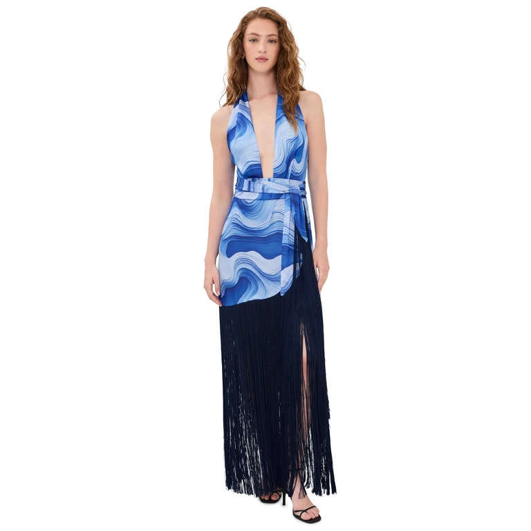 Azulu Sadie Dress Blue Coral Print XL