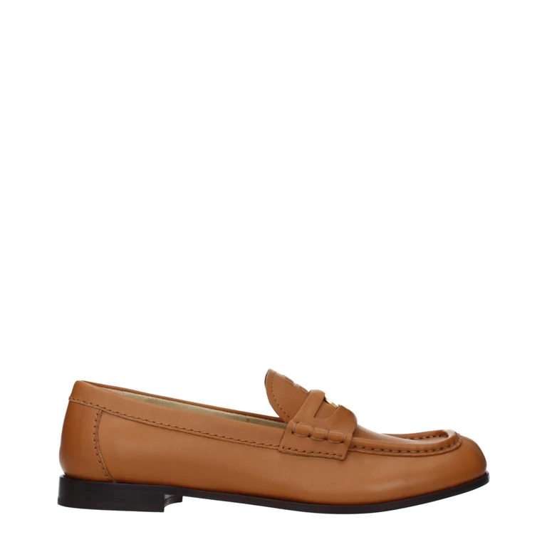 Miu Miu Brown Leather Slip-On Loafers - Women