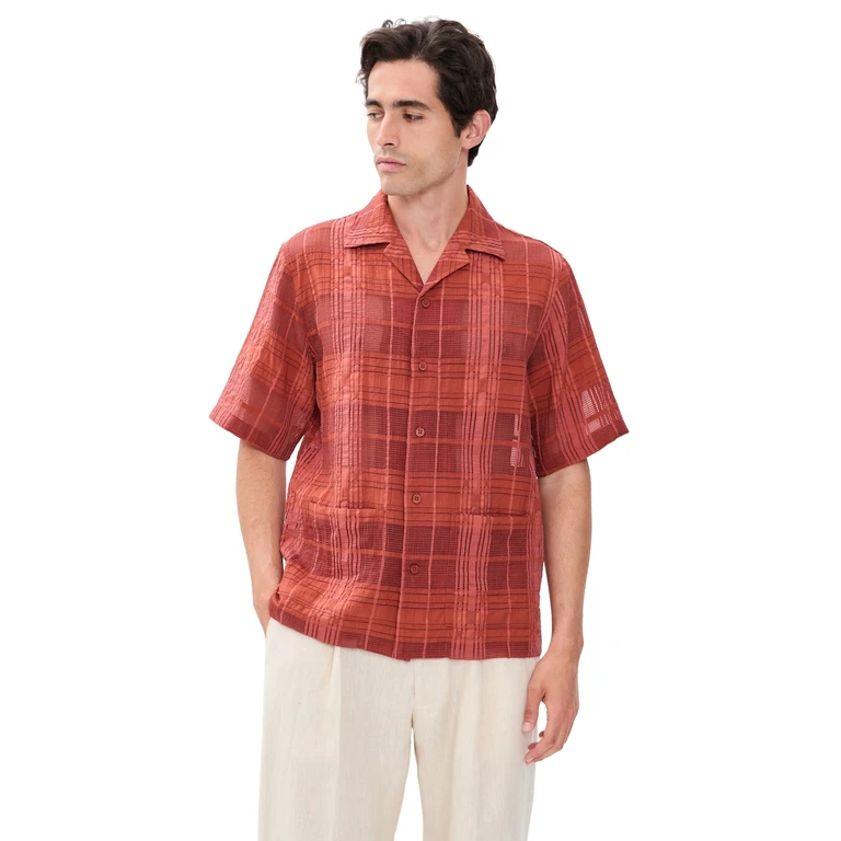 NN07 Ben Check Camp Shirt Sienna Heat S