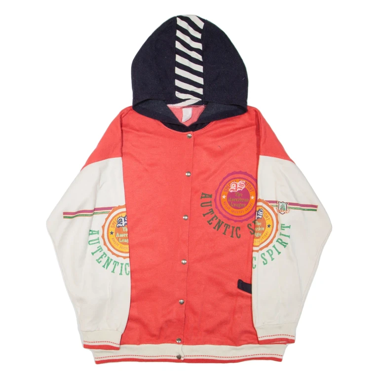 Womens Jacket Pink Hooded Crazy Pattern L