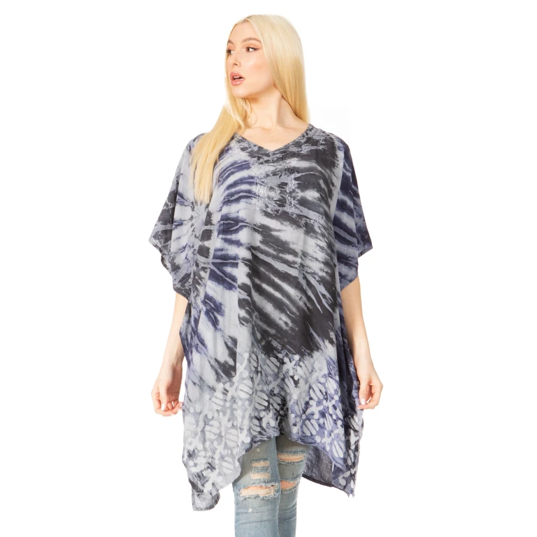 Sakkas Marcy Women's V-neck Caftan Top Tunic Dress - Perfect for Summer Boho Style & Swinging Coverup