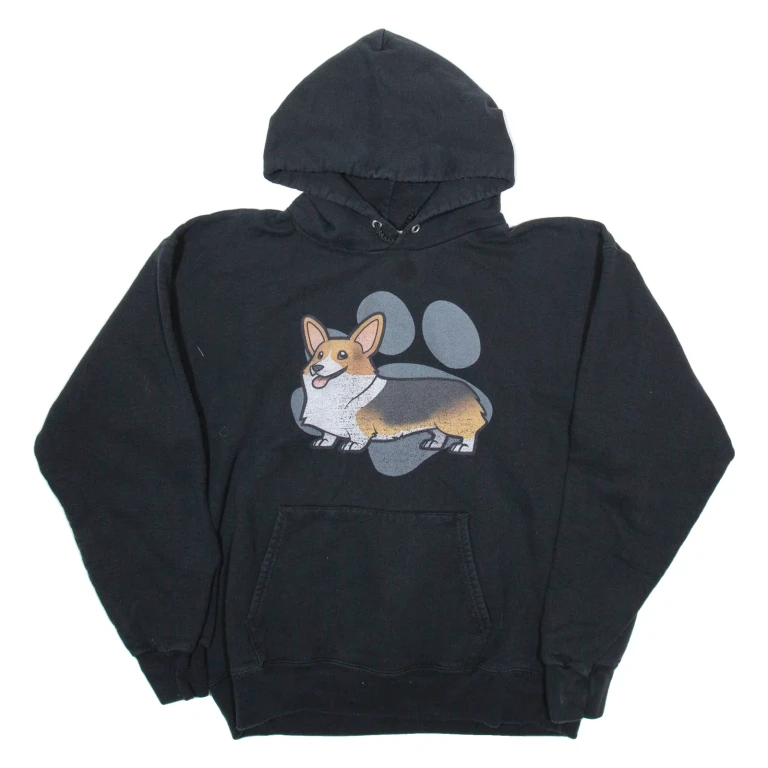 HANES Mens Black Hoodie M