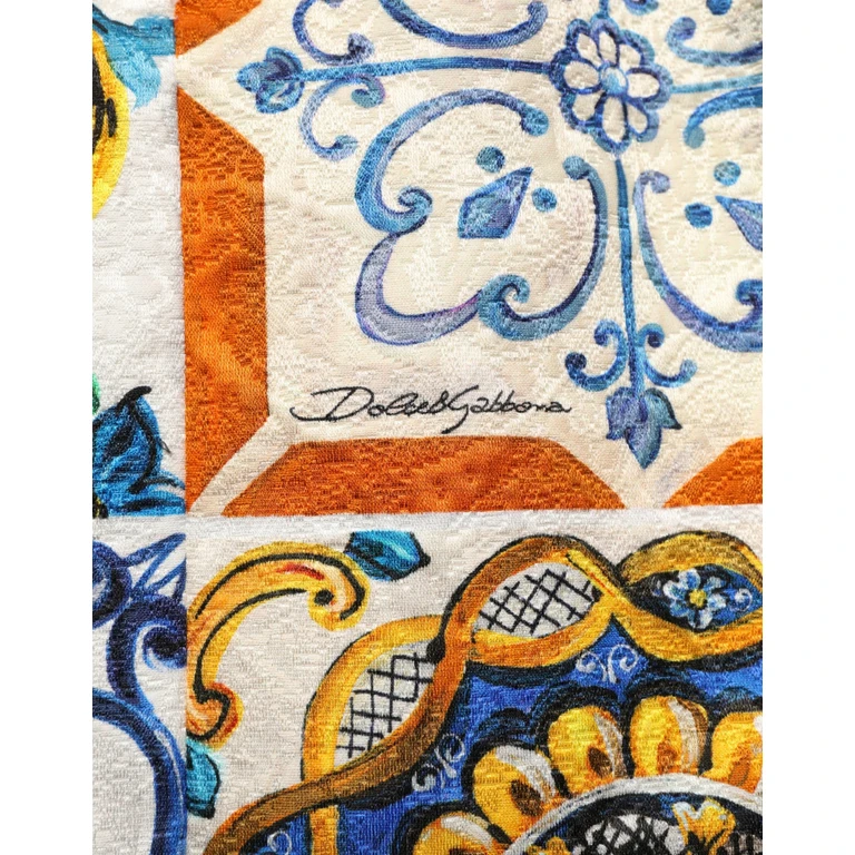 Multicolor Majolica Print Cotton Mini Dress Elastane Nylon Silk - Women