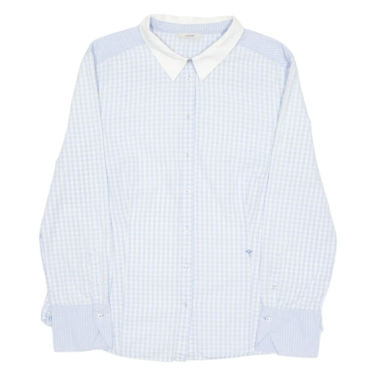 JOOP! Womens Shirt Blue Gingham Long Sleeve L