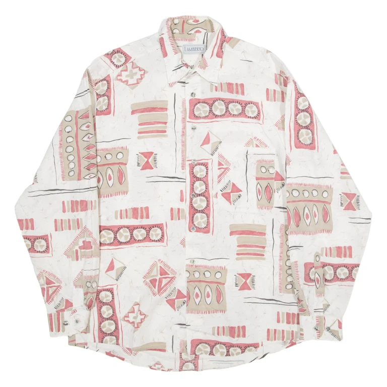 LAMBERTO Mens Shirt Pink Long Sleeve L
