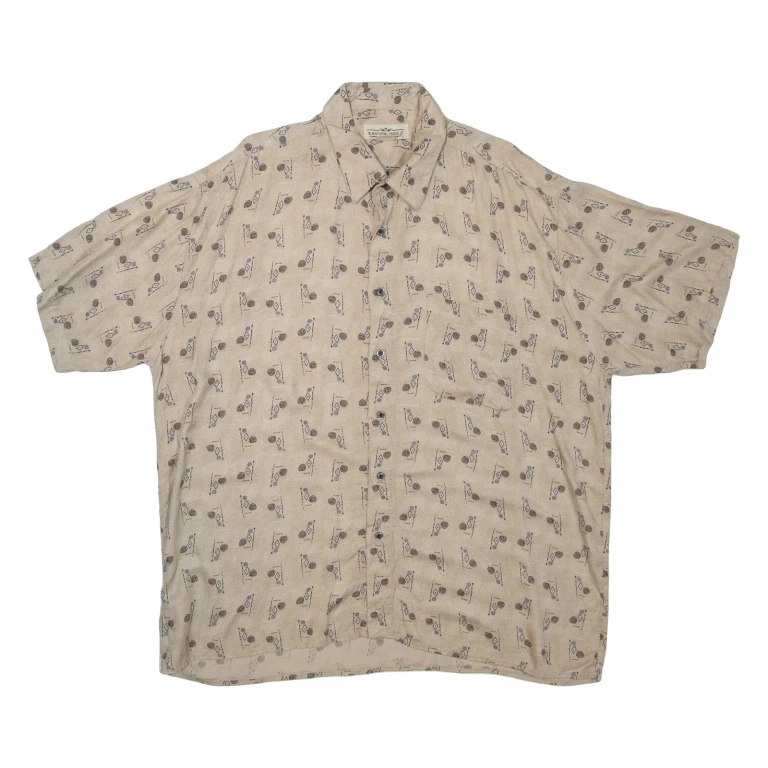 NATURAL ISSUE Mens Shirt Brown Spotted XL