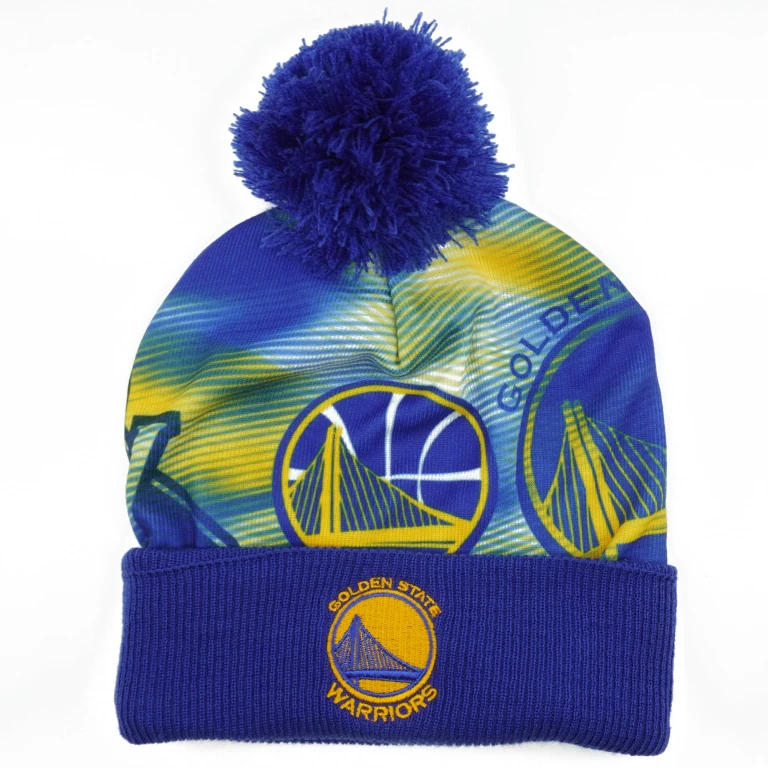 Men's NBA Golden State Warriors Sublimated Cuffed Pom Beanie Beanies