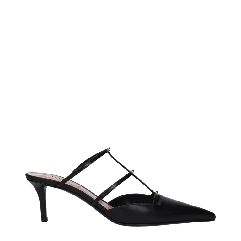 Valentino Garavani Black Leather Flat Sandals - Women