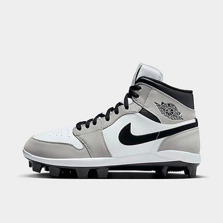 Men's Air 1 Retro MCS Baseball Cleats in Light Smoke Grey/White/Black Size: 7.0