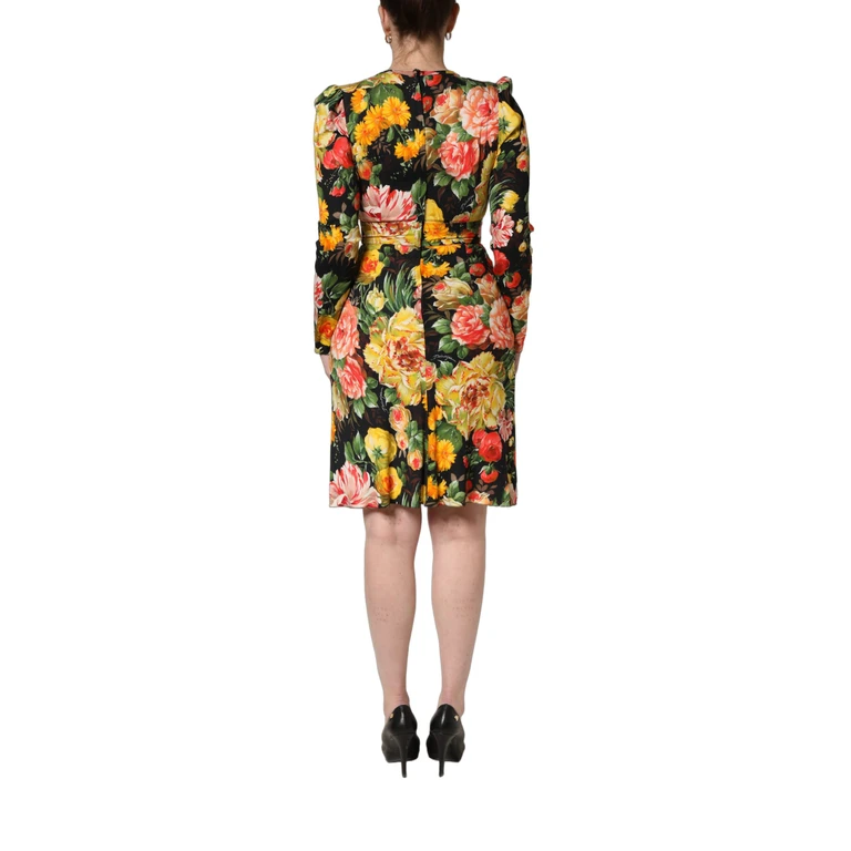 Dolce & Gabbana Multicolor Floral Print Longsleeve Midi Dress Viscose - Women