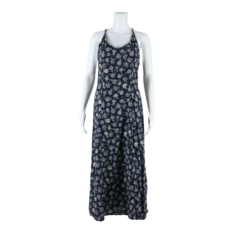 MAGGIE LAWRENCE Womens Day Dress Blue Floral Sleeveless Long UK 10