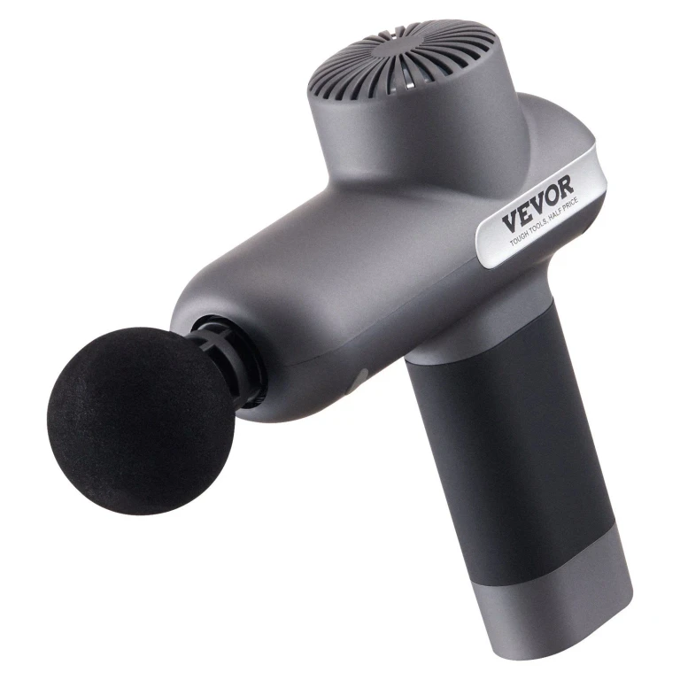 Massage Gun Deep Tissue, Percussion Muscle Massager for Athletes - with 5 Speed Levels & 6 Massage Heads, 7.4V 2500mAh Batteries, Handheld Electric Massage Gun for Pain Relief, Muscle Relaxation - Gray