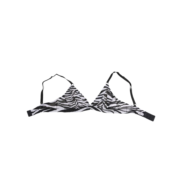 Dolce & Gabbana Black White Zebra Print Sheer Mesh Bralette Underwear And Silk Clothing - Women