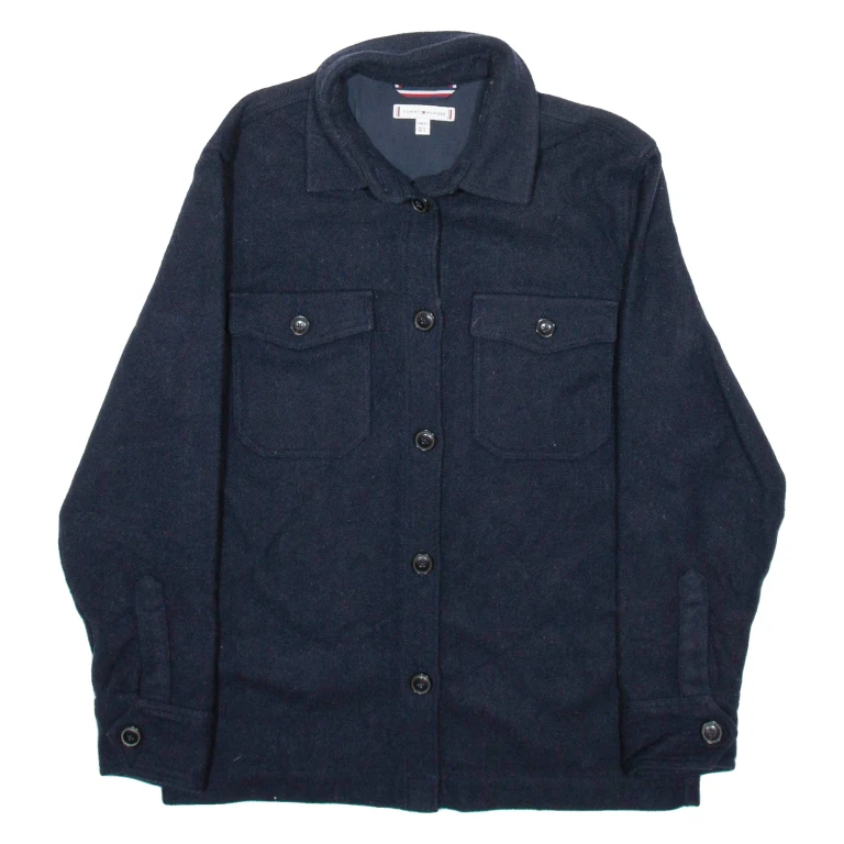 TOMMY HILFIGER Womens Quilted Jacket Blue Wool UK 4