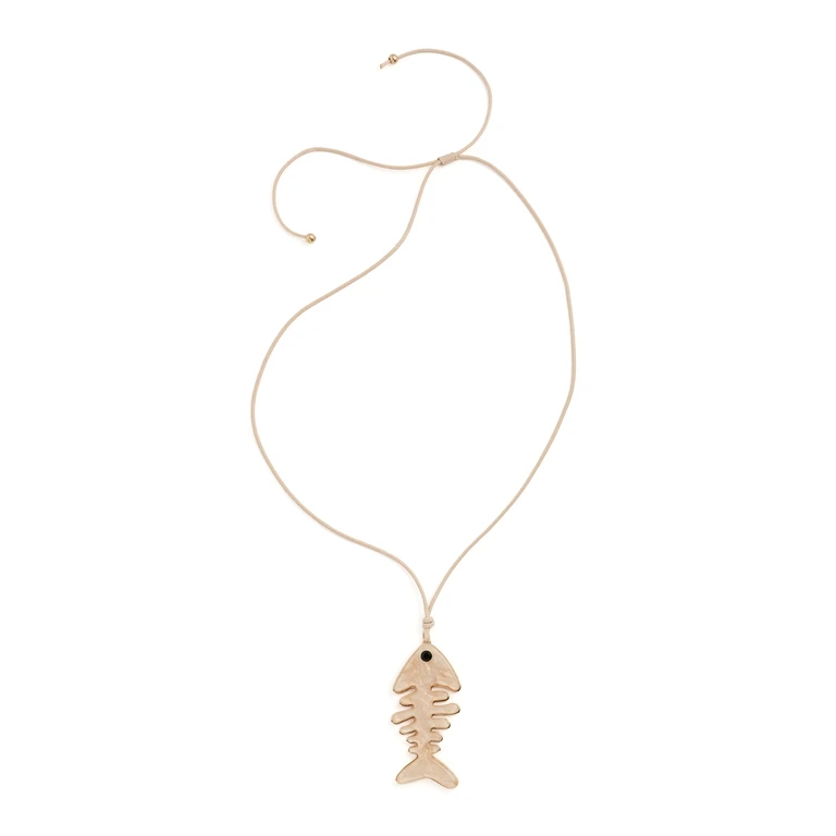 By Adina Eden Fish Skeleton Rope Necklace Brown One Size