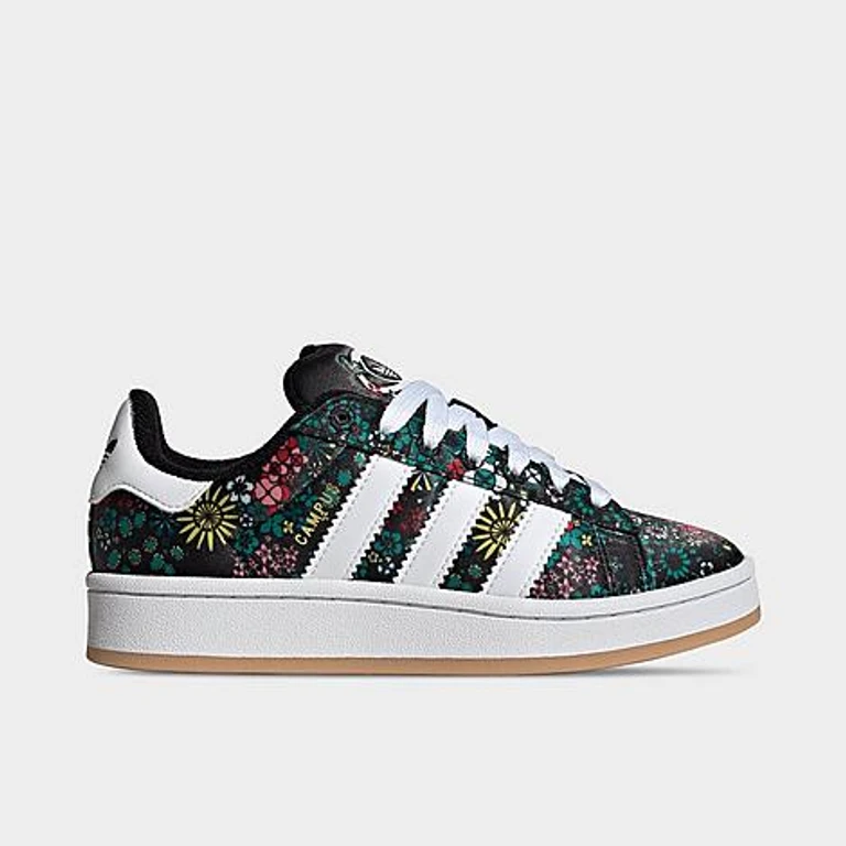adidas Girls' Big Kids Originals x Liberty London Campus 00s Casual Shoes in Core Black/Cloud White/Gold Metallic Size: 3.5