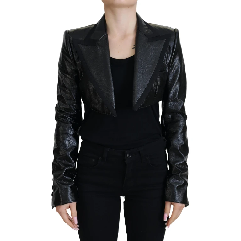 Dolce & Gabbana Black Long Sleeves Crop Blazer Cotton Jacket Clothing - Women
