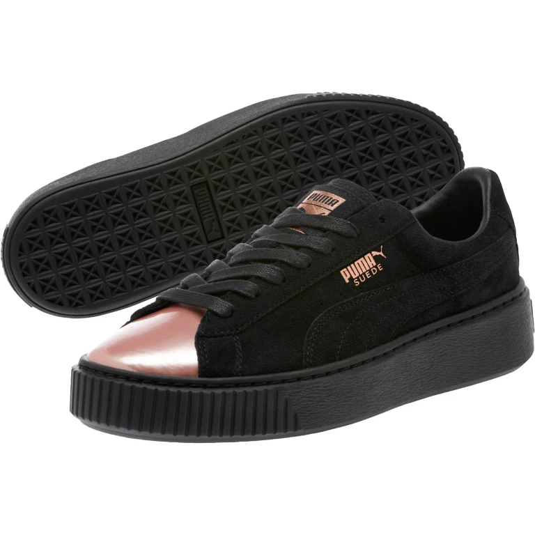 Women's Suede Platform Rose Gold Sneakers