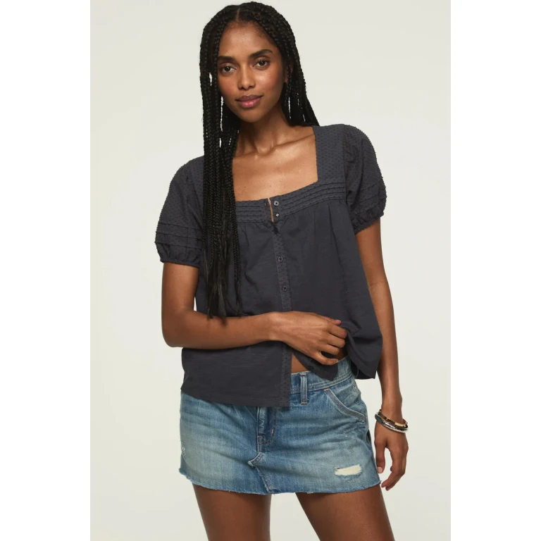 Women's Short Sleeve Square Neck Top - India Ink