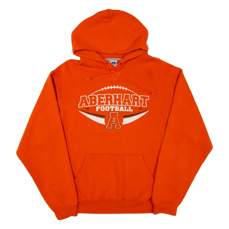 RUSSELL ATHLETIC Aberhart Football Mens Orange Hoodie USA M