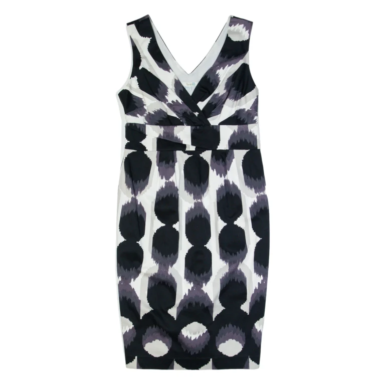 BODEN Womens Pencil Dress White Spotted Sleeveless Knee Length UK 10