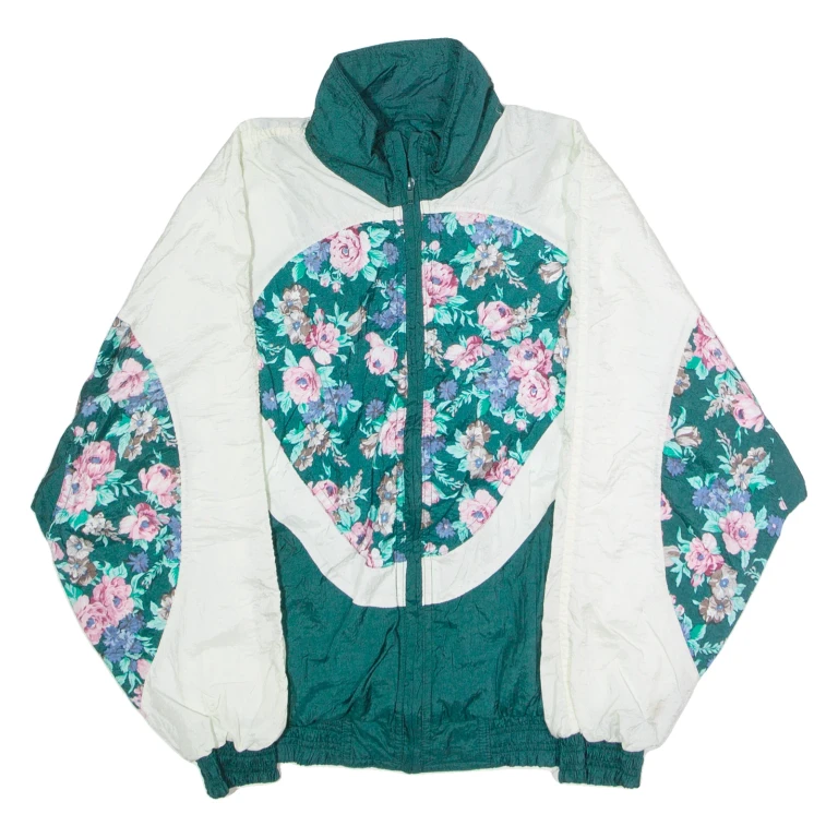 WEEKEND EDITION Womens Shell Jacket Green Nylon 90s Floral S