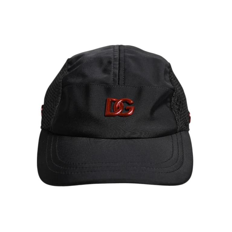 Dolce & Gabbana Black Nylon Dg Logo 6 Panels Baseball Cap Polyester Elastane Accessory - Men