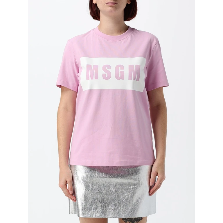 MSGM Short-Sleeved Cotton T-Shirt with Printed Logo (4041MDM52026700213)