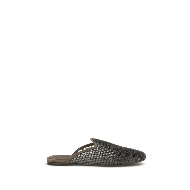 Brunello Cucinelli Gray Calf Leather Bos Taurus Mules - Women