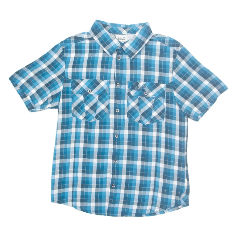JACK WOLFSKIN Mens Shirt Blue Check S