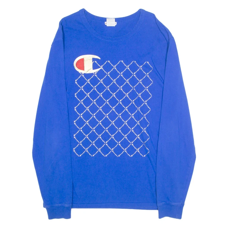 CHAMPION Heritage Mens T-Shirt Blue Long Sleeve L