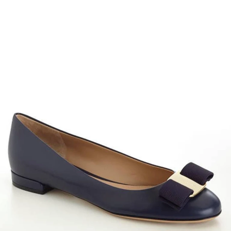 Ferragamo Varina Leather Ballet Flats, Size 7 C