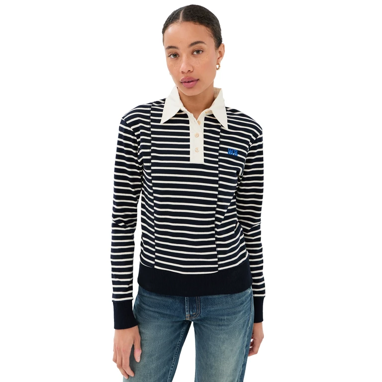 Wales Bonner Reflect Polo Top Navy/Ivory M