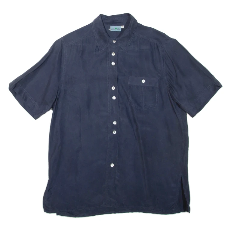 DEVILLE Womens Shirt Blue Collared M