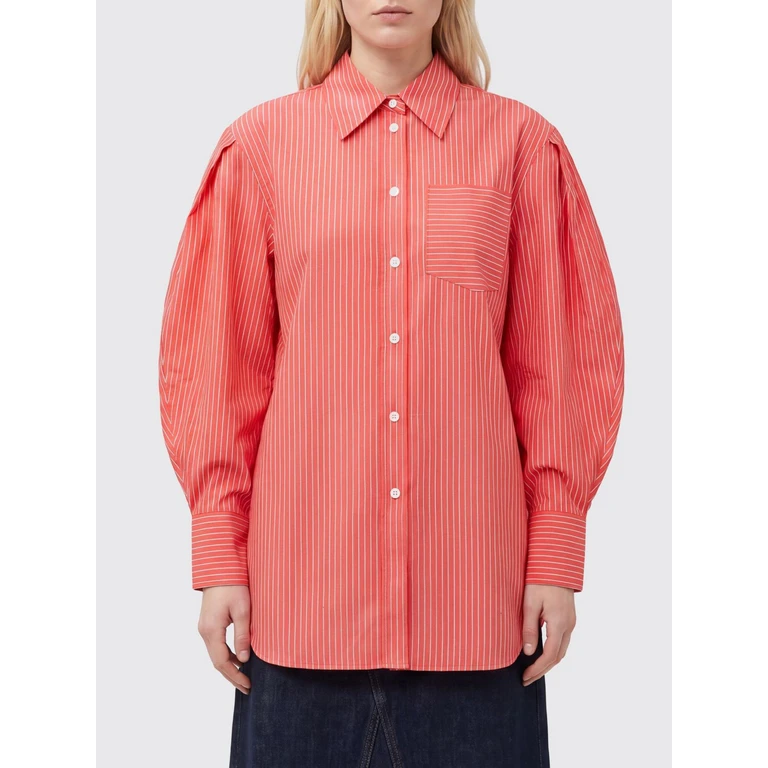 Striped Cotton Shirt with Balloon Sleeves (A1140006472)