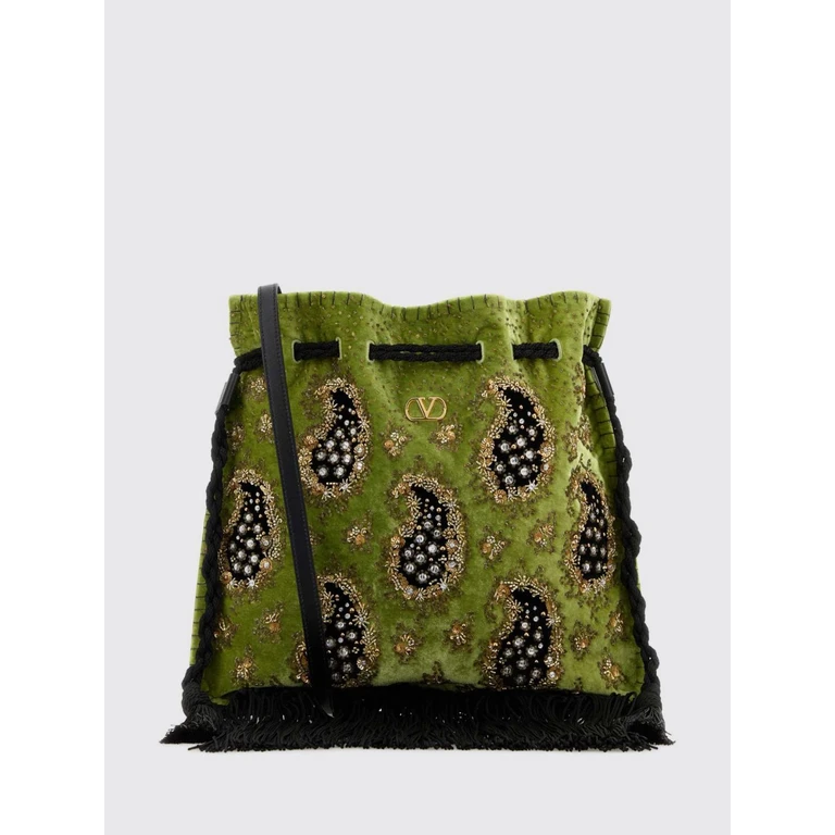 VLogo Signature Paisley Embroidered Bucket Bag with Crystals (8W2B0R66TEV9ZB)