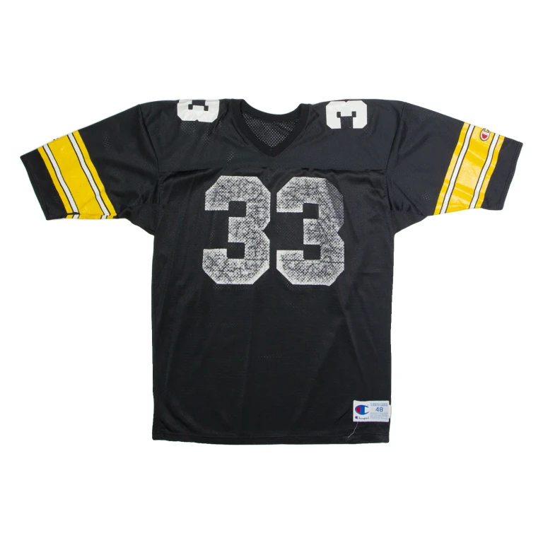 CHAMPION Pittsburgh Steelers Home #33 Mens Jersey Black 90s USA Nylon L